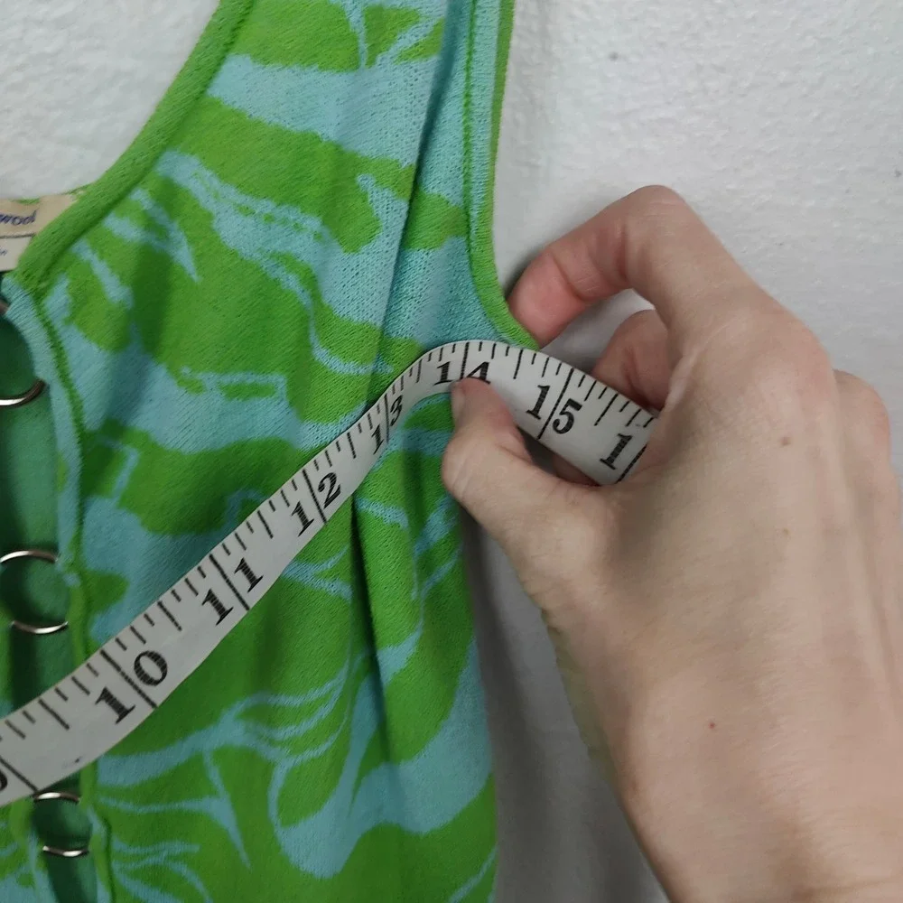 Paloma Wool Scorpia Dress Womens Small Green Blue Splash Print Keyhole Midi - Picture 9 of 11